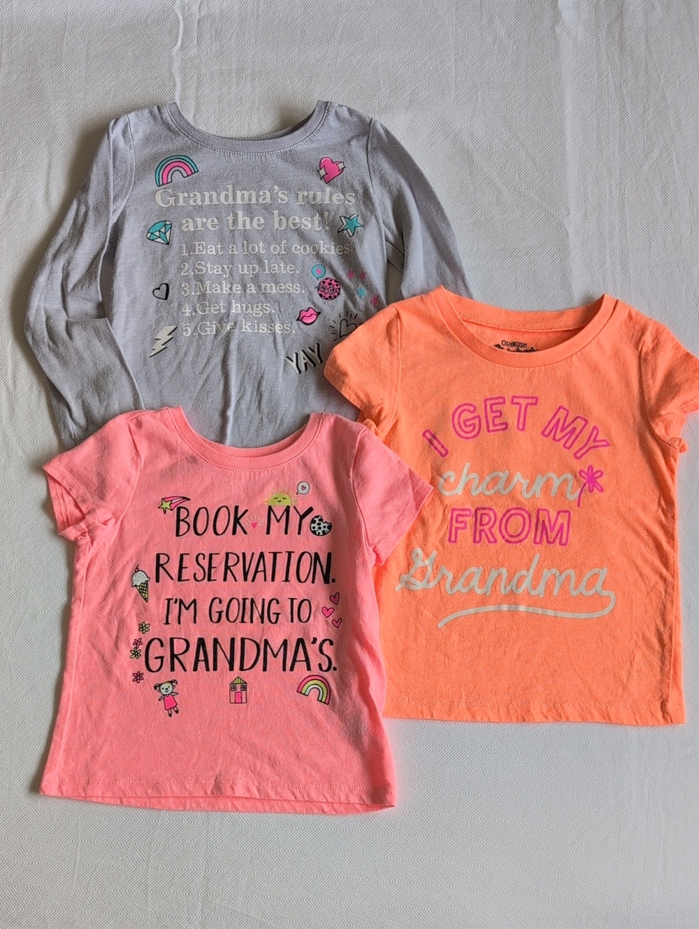 2T Grandma Graphic Tee Bundle OshKosh Children's Grandparents Day Daycare 3-Pack